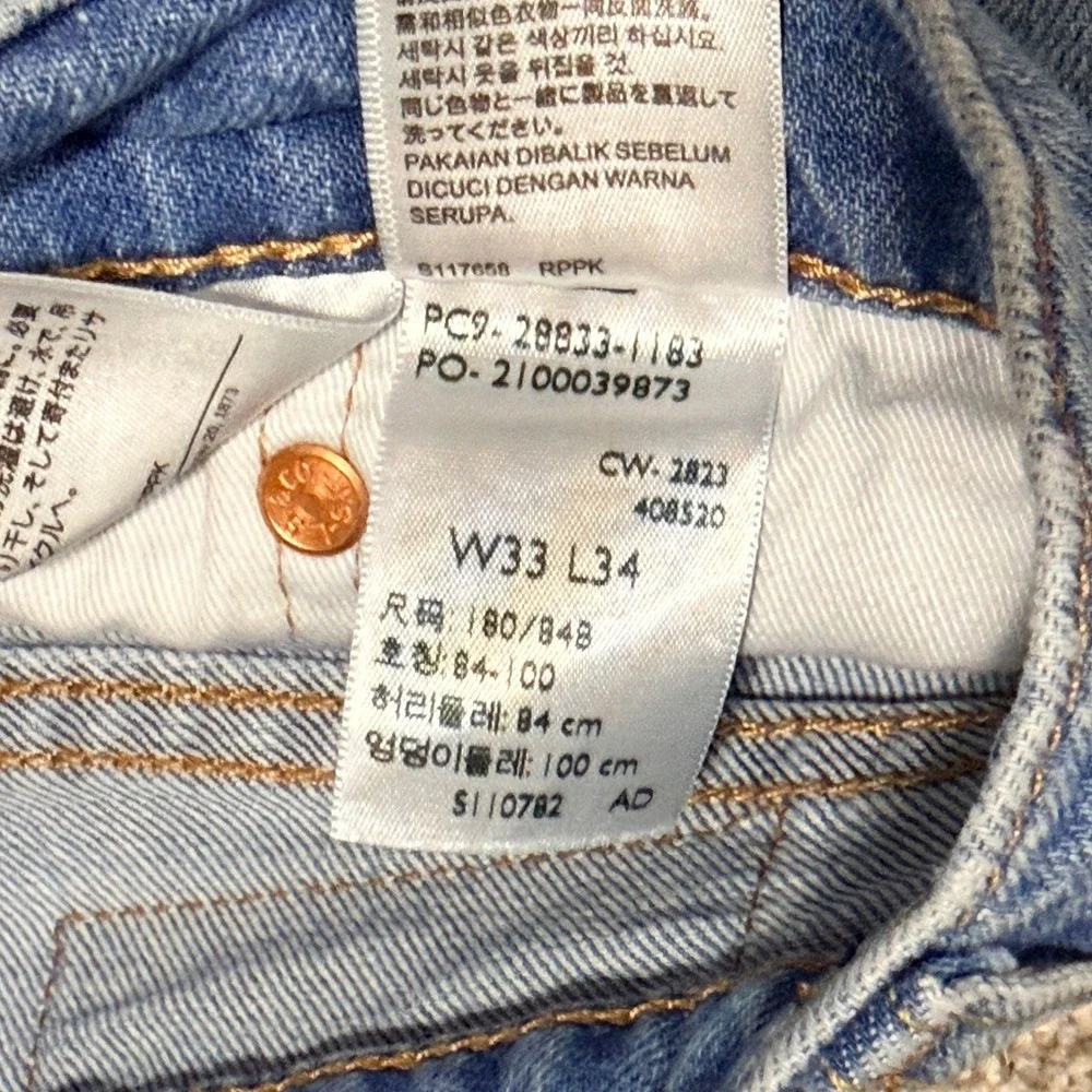 Levi's Womens 512 Slim Taper Jeans Light Wash Denim WaterLess W33 L34 Blue Denim